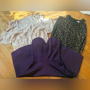 Woman’s XS Dress bundle strapless off the shoulder leaopard open back hoco